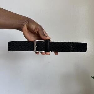 Essential Black Braided Stretch Belt Dark Academia Granpa-Core 42-44 XL